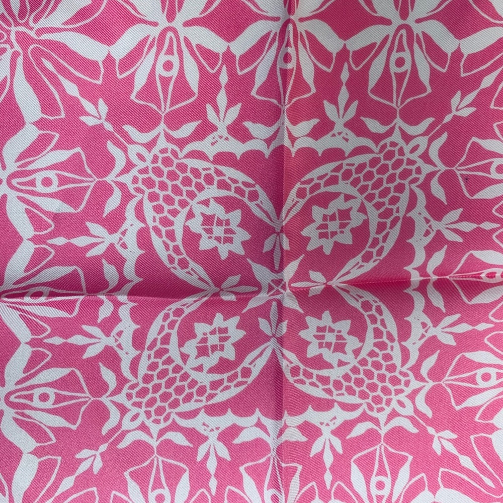 Dior Silk Square Scarf Pink & White NWOT 50x50cm